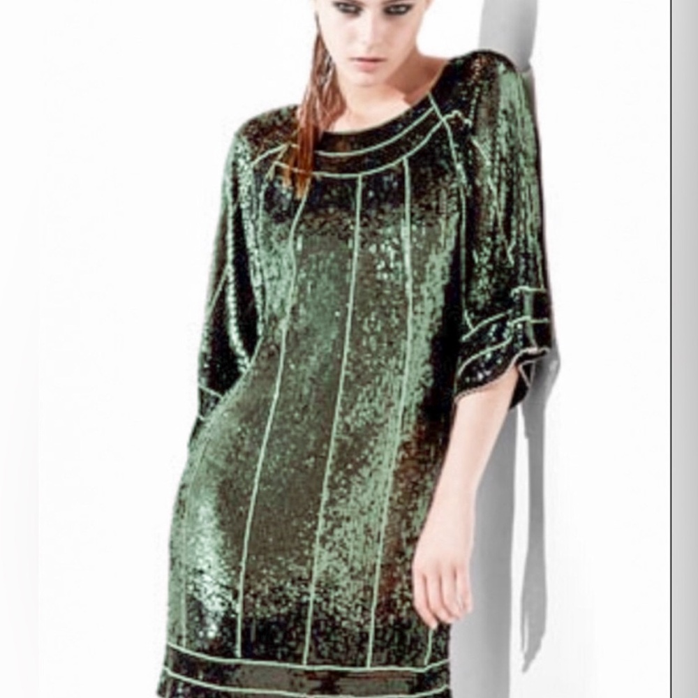 Badgley Mischka Mark & James Sequin Dress black & Green Couture